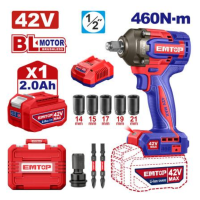 Аккумуляторный ударный гайковёрт EMTOP ECIWL42461